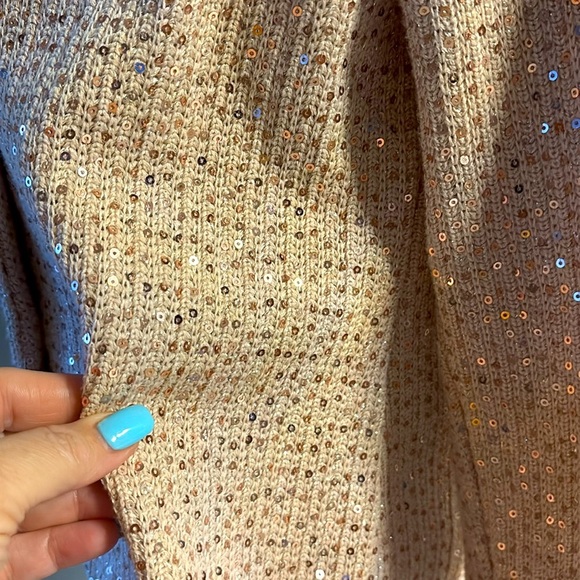 ECI New York Elegant Sequin-Embellished Jacket blazer blush rose gold sequins L - Picture 14 of 16